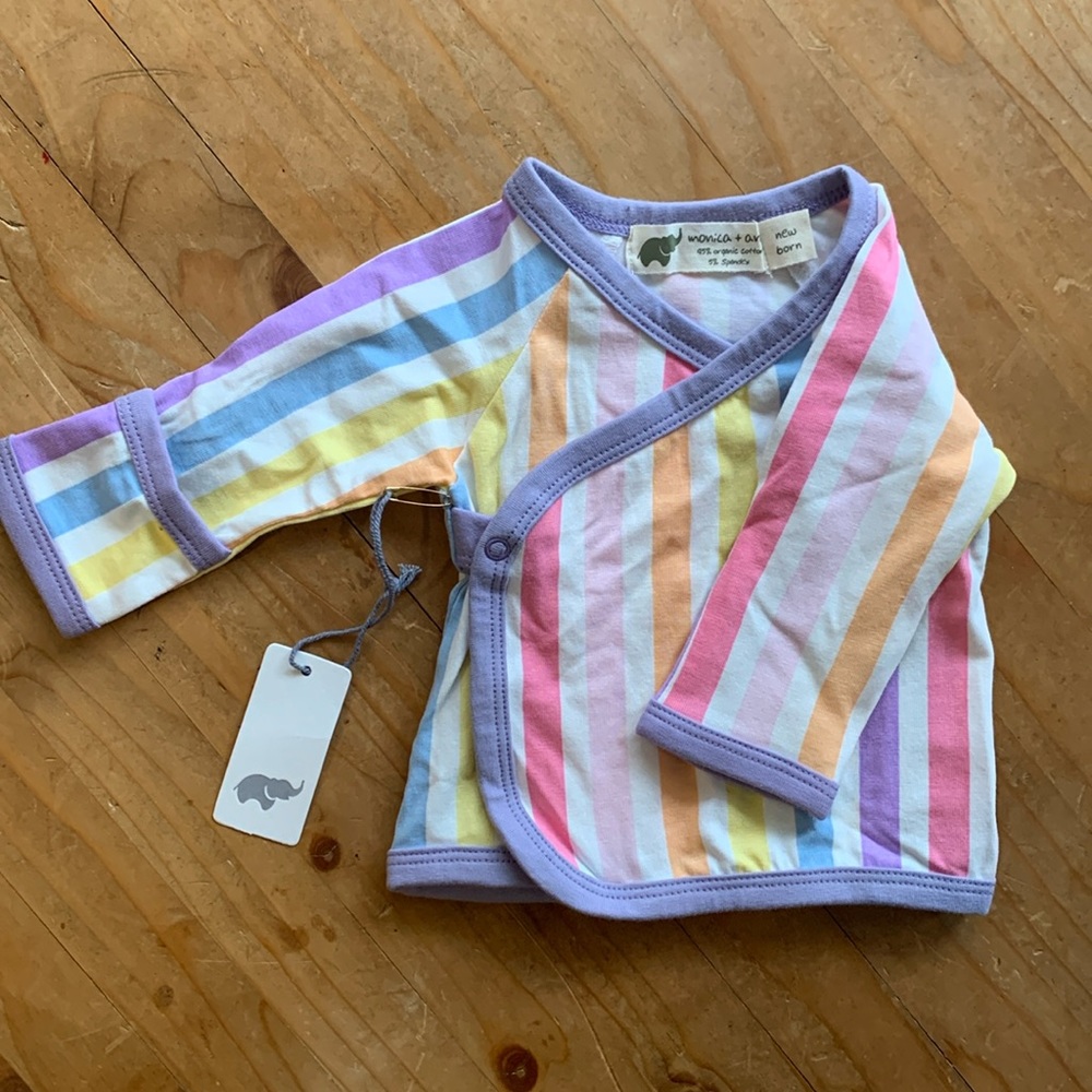 NWT! Monica + Andy striped rainbow kimono top and pant